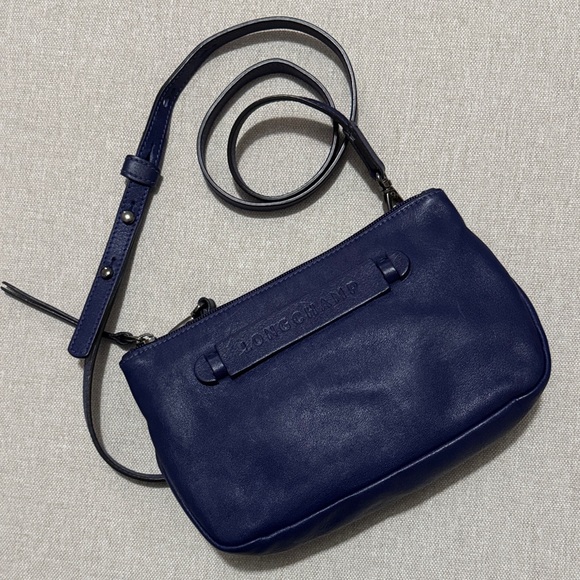 Longchamp Handbags - Like New Longchamp 3D Leather Crossbody Blue In Sapphire Color-Gunmetal Hardware